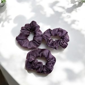 Imported Satin Scrunchie- Pack of 3 (Violet)