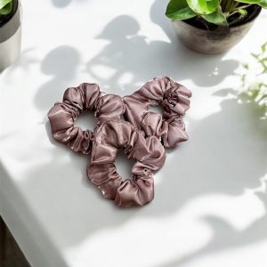 Imported Satin Scrunchie- Pack of 3 (Beige)