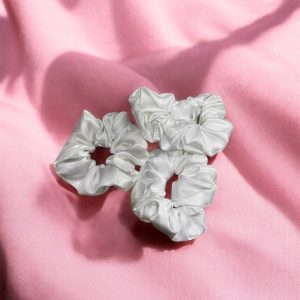 Imported Satin Scrunchie- Pack of 3 (White)