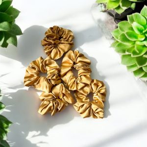 Indian Satin Scrunchie - Golden (Set of 5)